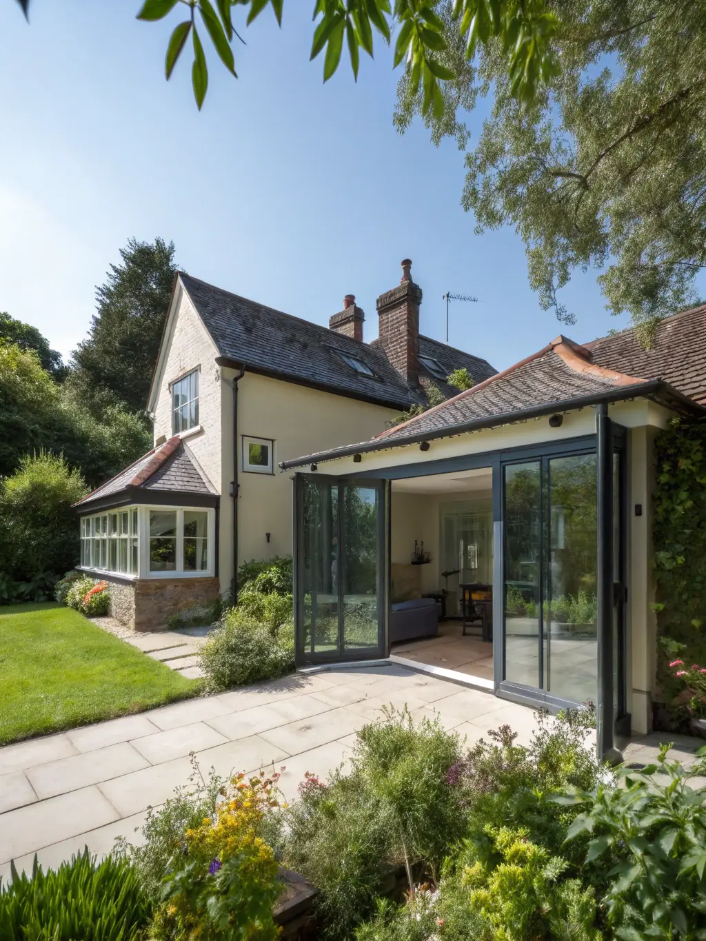 A newly constructed residential extension with modern architectural features, demonstrating DOMIFY's construction project expertise.