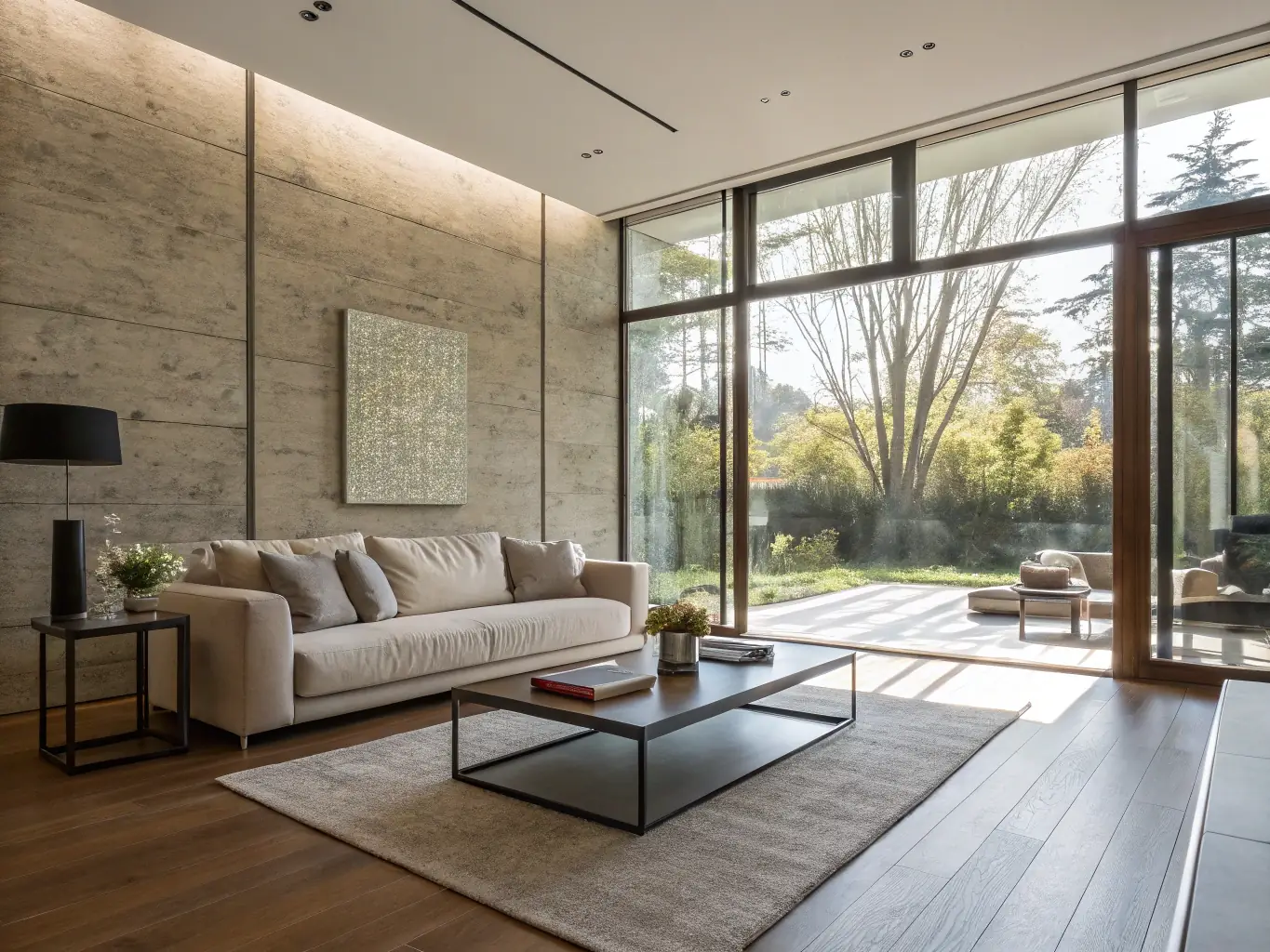 A beautifully renovated living room with modern furniture and stylish decor, showcasing DOMIFY's renovation expertise.