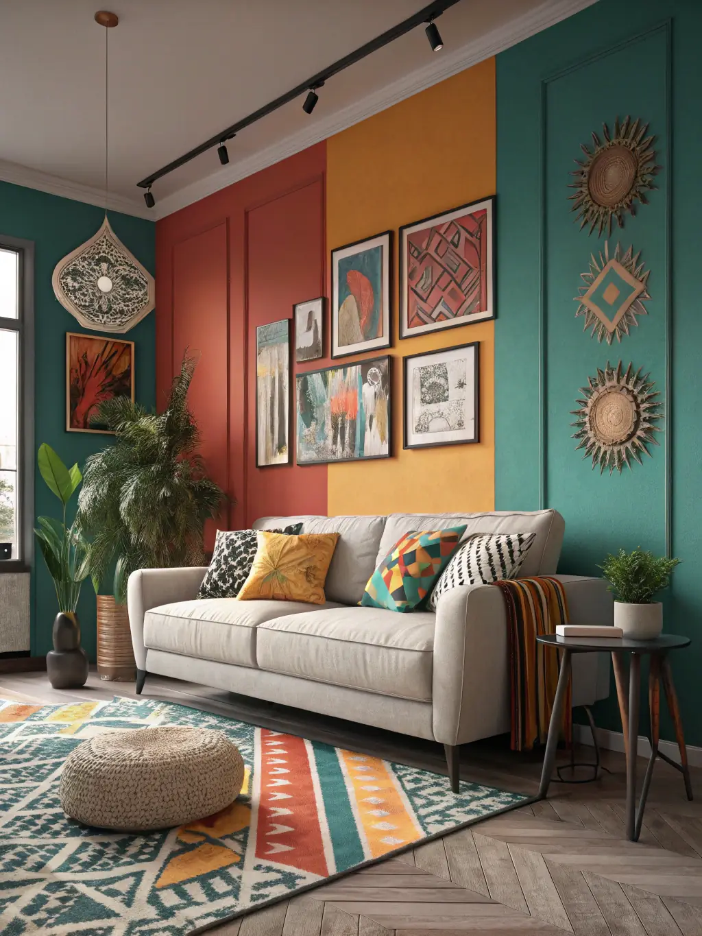 A modern living room undergoing a stylish renovation with new flooring, lighting, and decor, showcasing DOMIFY's home renovation expertise.